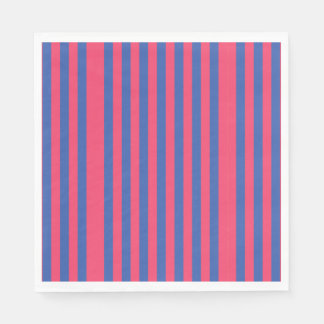 Guardanapo De Papel Listras Verticais Ousadas Rosa Quente e Azul Real