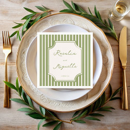 Guardanapo De Papel Listras vintage verde sálvia casamento personaliza