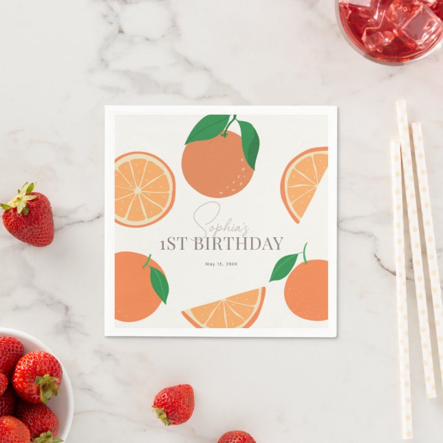 Guardanapo De Papel Little Cutie Modern Orange Birthday (Insitu)