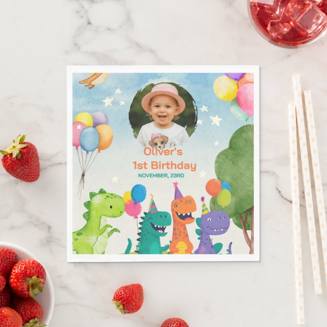 Guardanapo De Papel Little Dino 1st Birthday Paper Napkin (Insitu)