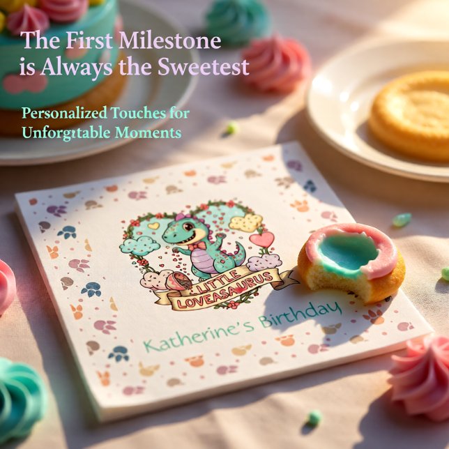 Guardanapo De Papel Little Dino Birthday Personalized (Criador carregado)