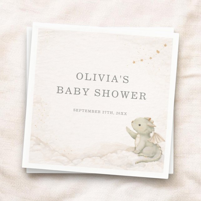 Guardanapo De Papel Little Dragon Almost Here Baby Shower Party (Criador carregado)