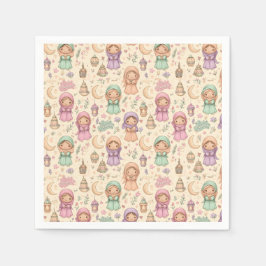 Guardanapo De Papel Little Girls Colourful Eid Mubarak Napkins