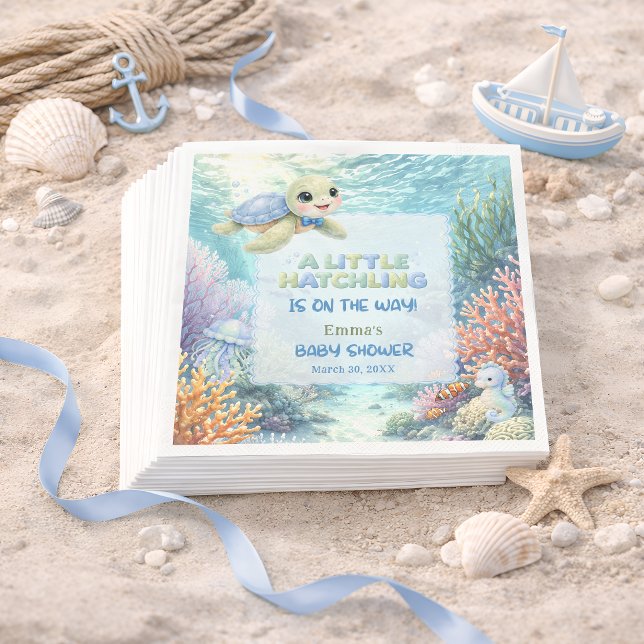 Guardanapo De Papel Little Hatchling Sea Turtle Ocean Baby Shower (Criador carregado)