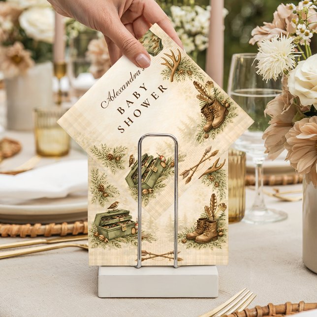 Guardanapo De Papel Little Hunter Woodland Keepsake Baby Shower (Criador carregado)