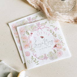 Guardanapo De Papel Little Love Bug Wildflower Pink Bow Baby Shower