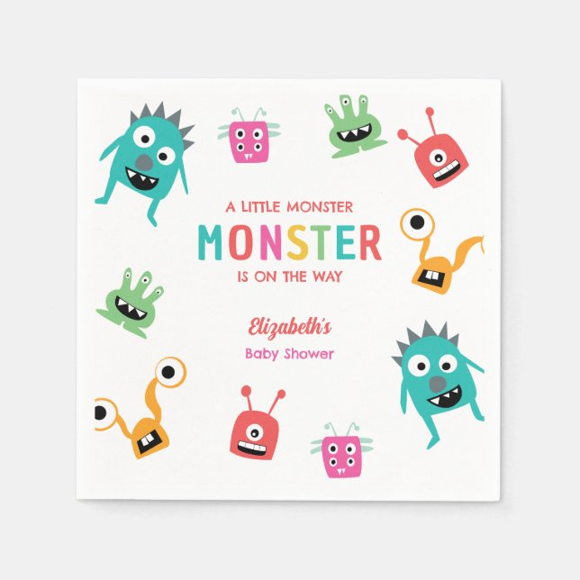Guardanapo De Papel Little Monster Baby Shower Halloween Custom (Frente)