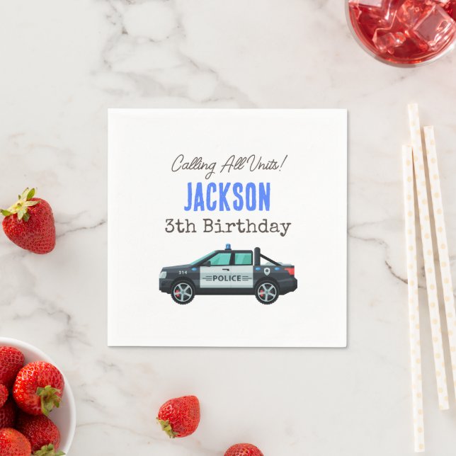 Guardanapo De Papel Little Officer Police Birthday | Personalized  (Insitu)