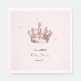 Guardanapo De Papel Little Princess Crown Pearls Dots Baby Shower