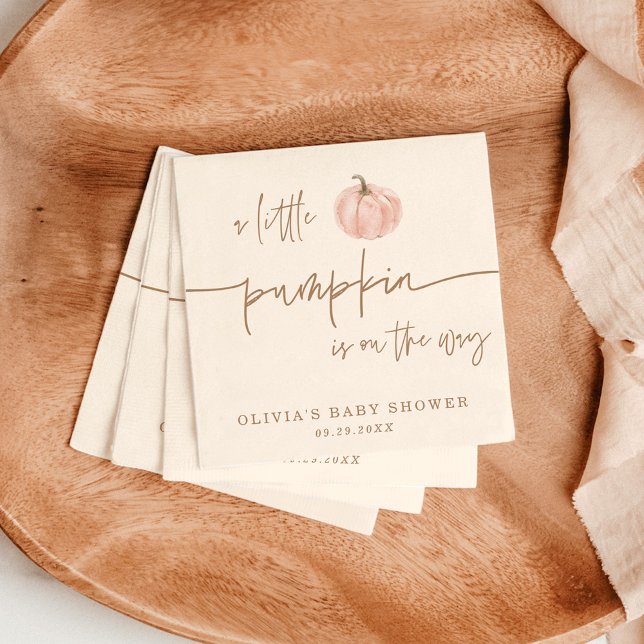 Guardanapo De Papel Little Pumpkin On The Way Fall Baby Shower (Criador carregado)