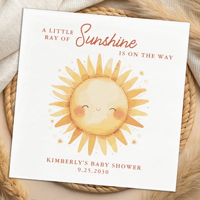 Guardanapo De Papel Little Ray of Sunshine Boho Cute Sun Baby Shower (Criador carregado)