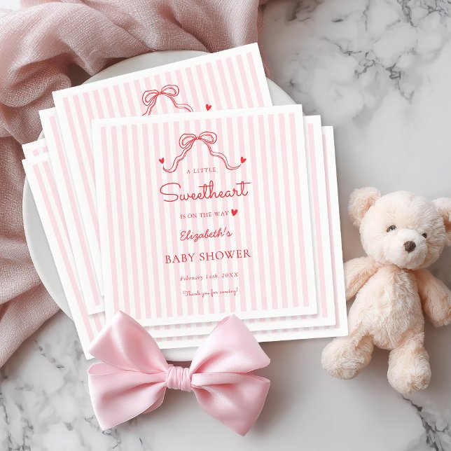 Guardanapo De Papel Little Sweetheart Bow Valentine's Baby Shower (Criador carregado)