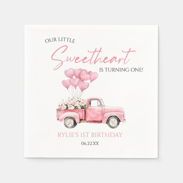 Guardanapo De Papel Little Sweetheart Valentine's Day Birthday Party (Frente)