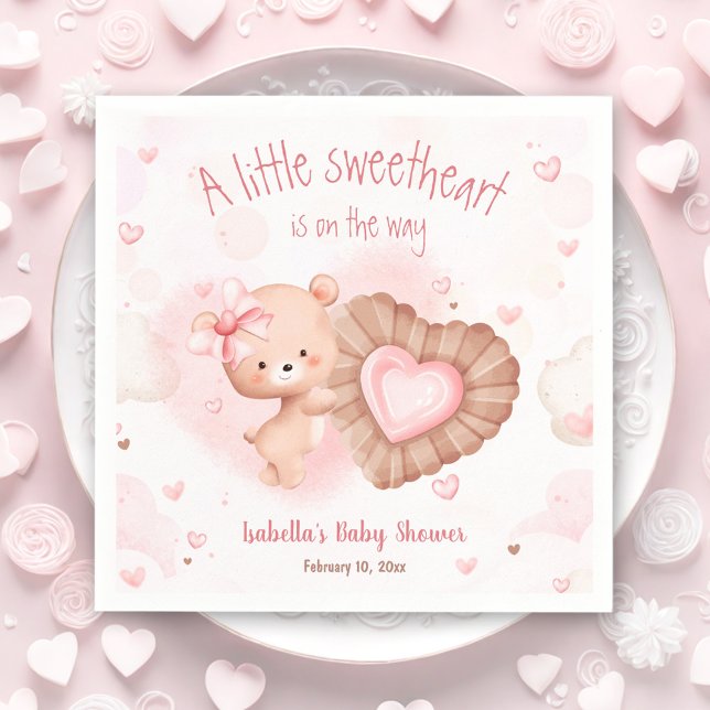 Guardanapo De Papel Little Swetheart Pink Chá de fraldas Napkins (Little Sweetheart Pink Baby Shower Napkins)