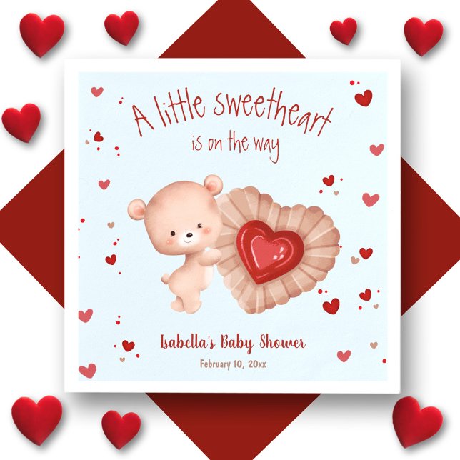 Guardanapo De Papel Little Swetheart Red Blue Chá de fraldas Napkins (Little Sweetheart Red Blue Baby Shower Napkins)