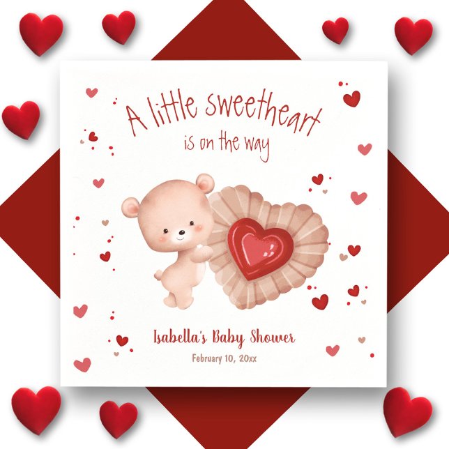 Guardanapo De Papel Little Swetheart Red Chá de fraldas Napkins (Little Sweetheart Red Baby Shower Napkins)
