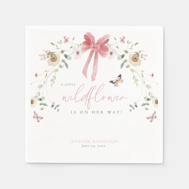 Guardanapo De Papel Little Wildflower Butterfly Girl Baby Shower (Frente)
