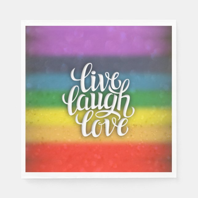 Guardanapo De Papel Live Laugh Love Rainbow Napkins (Frente)