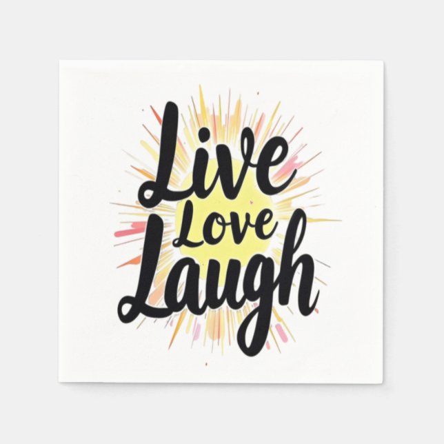 Guardanapo De Papel Live Love Laugh Motivational Burst (Frente)
