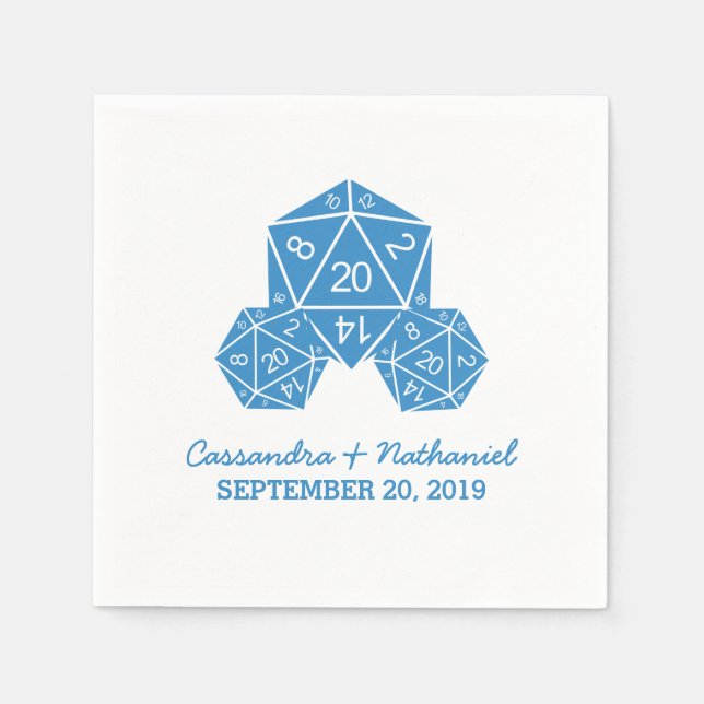 Guardanapo De Papel Livro Azul D20 Dice Wedding Paper Napkins (Frente)