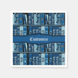 Guardanapo De Papel Livro Azul Prateleiras Livros de Vintage