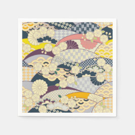 Guardanapo De Papel Livro Branco Azul, Japonês, Kimono Floral Decoupag