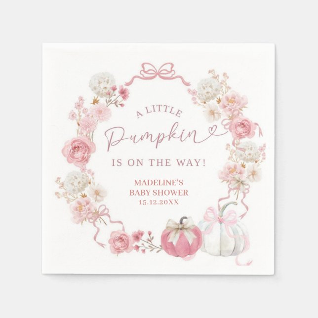Guardanapo De Papel Livro Branco e Rosa de Pequeno Pumpkin Napkins (Frente)