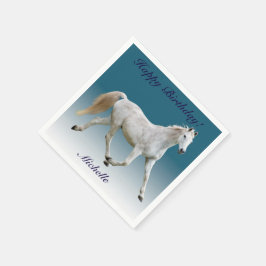 Guardanapo De Papel Livro Branco sobre Cavalo - Aniversário Napkins
