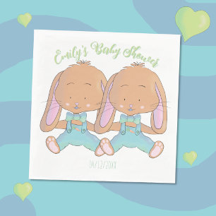 Guardanapo De Papel Livro Branco sobre o Chá de fraldas Twin Bunnies