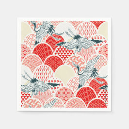 Guardanapo De Papel Livro Branco Vermelho, Japonês, Kimono Crane