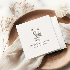 Guardanapo De Papel Livro de Casamento de Flor Selvagem Minimalista Bo