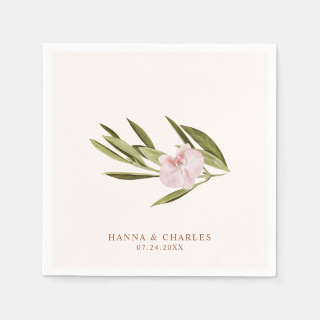 Guardanapo De Papel Livro de Casamento Eucalyptus, Orquídea Verde Rosa (Frente)