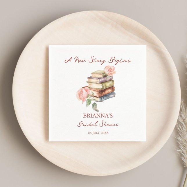 Guardanapo De Papel Livro de histórias novo capítulo chá de lingerie i (Story book new chapter books themed bridal shower monogram printed napkins personalized tableware)