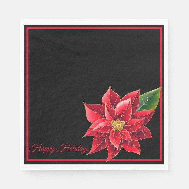 Guardanapo De Papel Livro de Natal Napkins Red Poinsettia-Luncheon (Frente)
