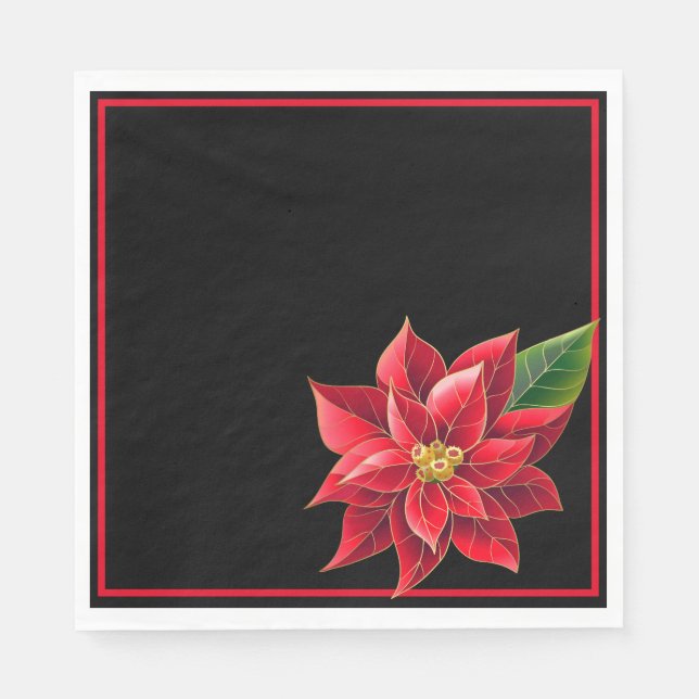Guardanapo De Papel Livro de Natal Napkins Red Poinsettia-Luncheon (Frente)
