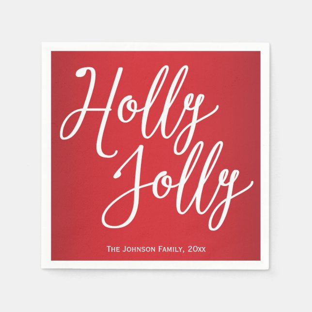 Guardanapo De Papel Livro de Natal Personalizado Holly Jolly Napkins (Frente)