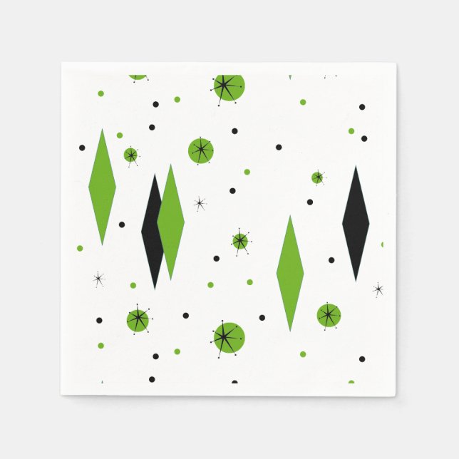 Guardanapo De Papel Livro de Ouros Verdes e Estrelas Retrotraços (Frente)