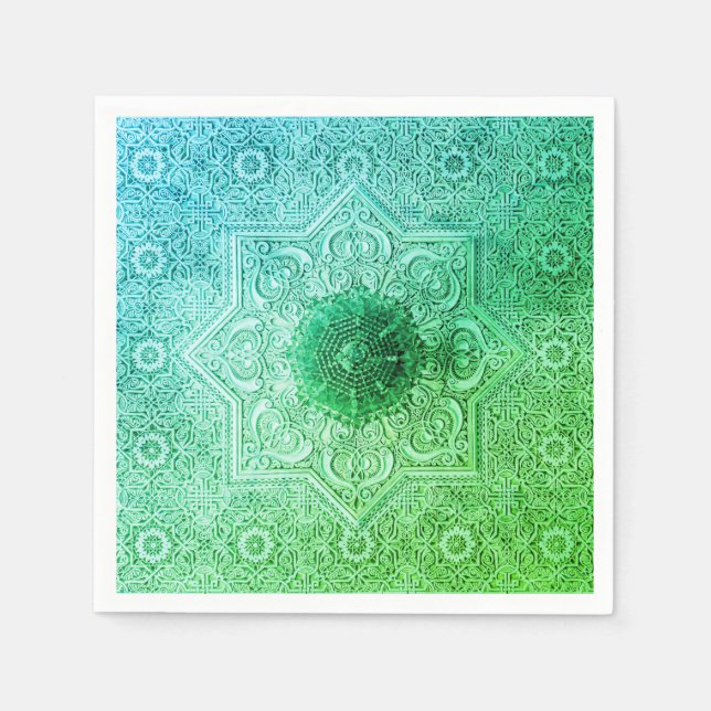 Guardanapo De Papel Livro de padrões de rendas verdes elegante Napkins (Frente)