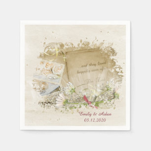 Guardanapo De Papel livro do casamento com margaridas
