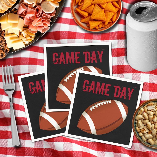 Guardanapo De Papel Livro do Dia do Jogo de Futebol (Football game day cocktail napkins - black and red)