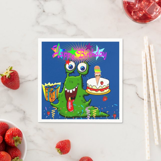 Guardanapo De Papel Livro Napkins, Feliz Monstro Verde de Aniversário (Insitu)