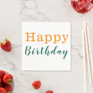 Guardanapo De Papel Livro Nápoles, Feliz Aniversário Laranja Verde