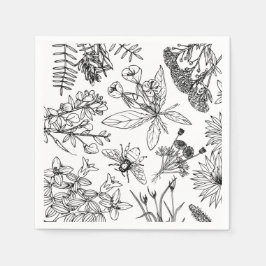 Guardanapo De Papel Livro Negro e Branco Papel de flor selvagem Napkin
