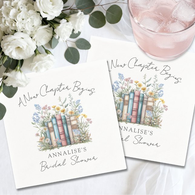 Guardanapo De Papel Livro Novo Capítulo Chá de Bebê Wildflower (Book New Chapter Wildflower Bridal Shower Napkins)