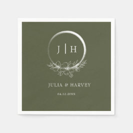 Guardanapo De Papel Livro Verde da Boêmia Mínima de Casamento Verde Na