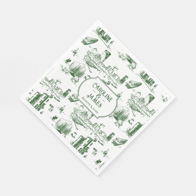 Guardanapo De Papel Livro Verde da Floresta Toile de Boston Napkins (Quina)