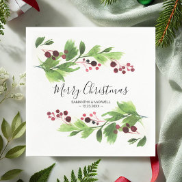 Guardanapo De Papel Livro Verde do Natal - Berries Vermelho Napkin