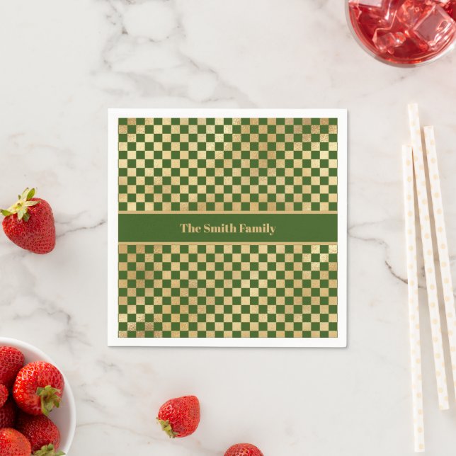 Guardanapo De Papel Livro Verde Dourado Checkings Napkin (Insitu)