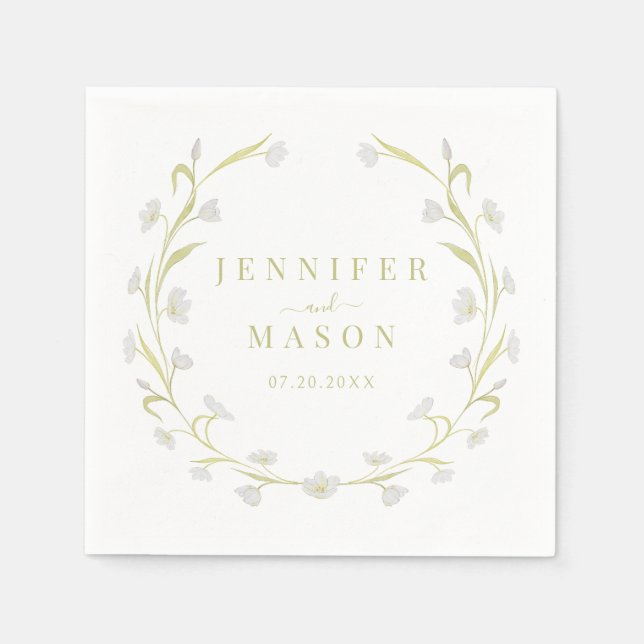 Guardanapo De Papel Livro Verde Oleícola Papéis De Casamento Floral Ná (Frente)