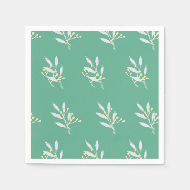 Guardanapo De Papel Livro Verde sobre Padrões para Cocktail Napkins (Frente)